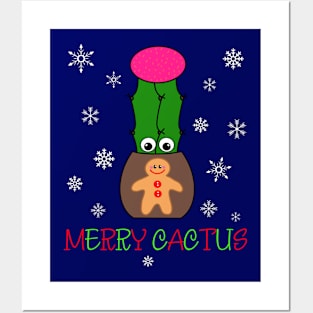 Merry Cactus - Hybrid Cactus In Gingerbread Man Pot Posters and Art